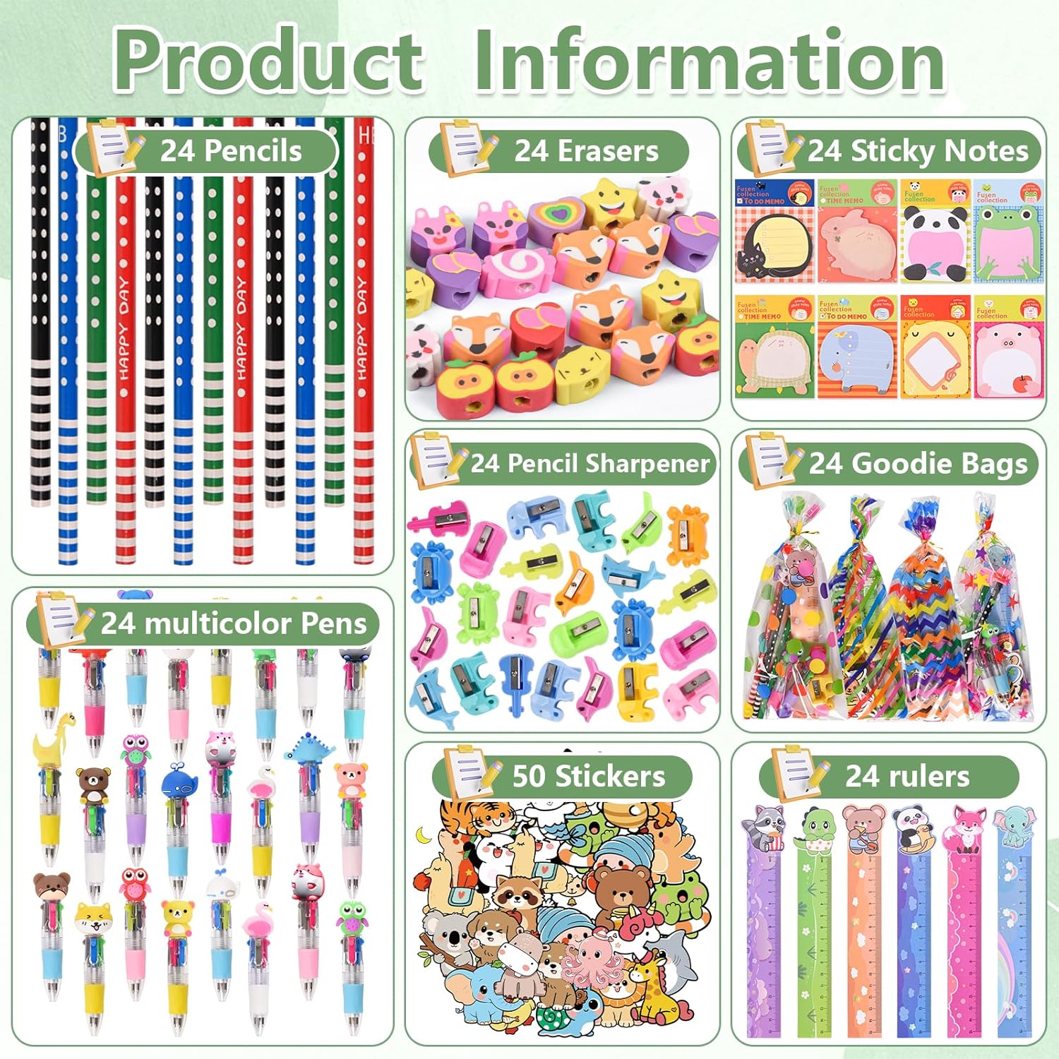 Animal Print Pencil and Pen Sets with Sharpeners and Rulers, 24 Sets — view 2