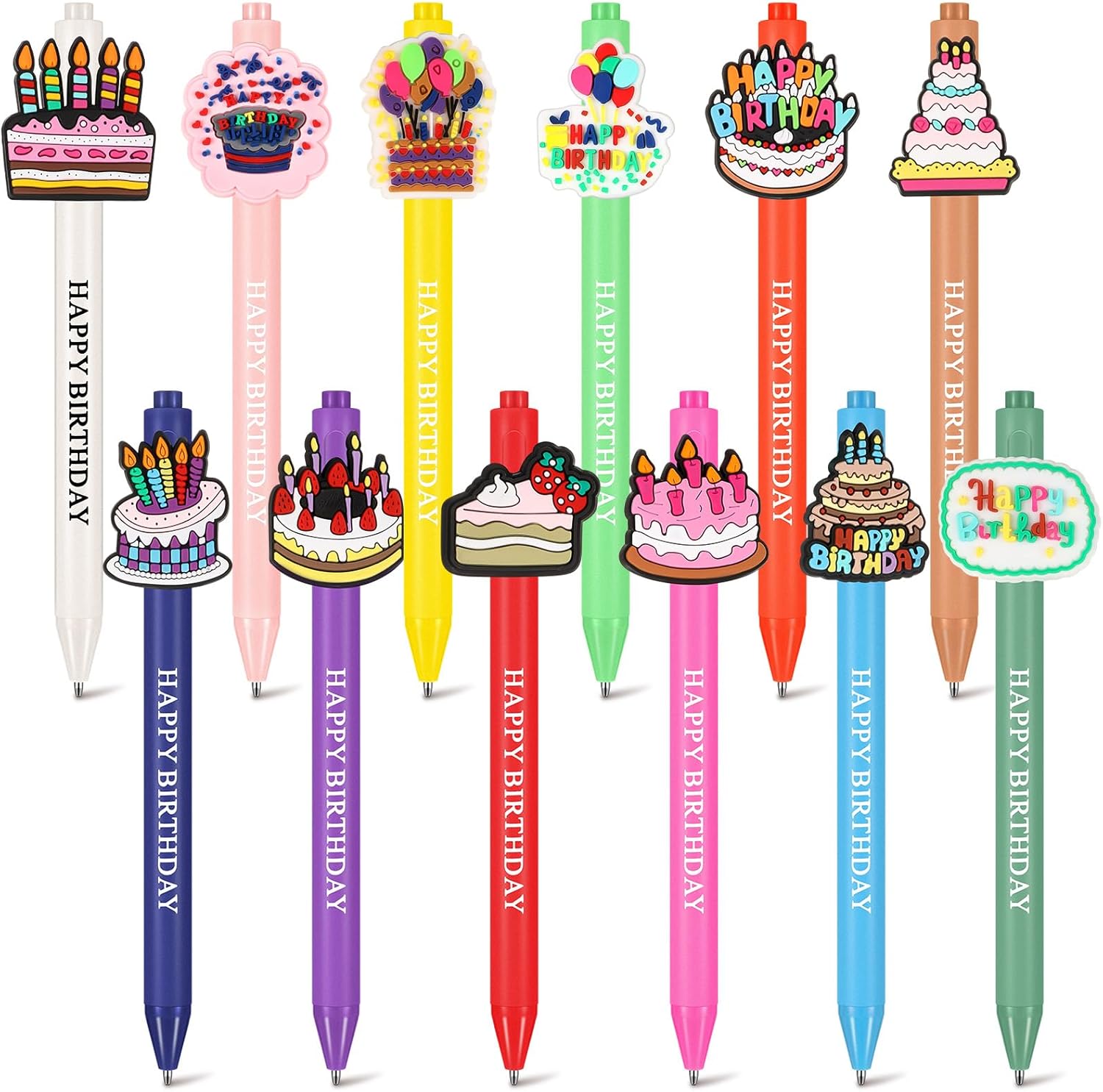 Birthday Cake Print Ballpoint Pens, Assorted, 24 Pieces