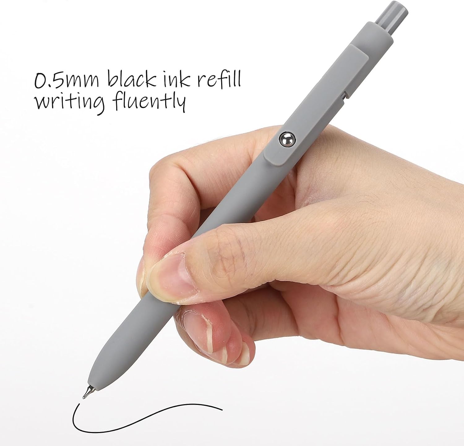 Black Ink Gel Pens, 0.5mm, Monochrome Barrels, 6 Pieces — view 5