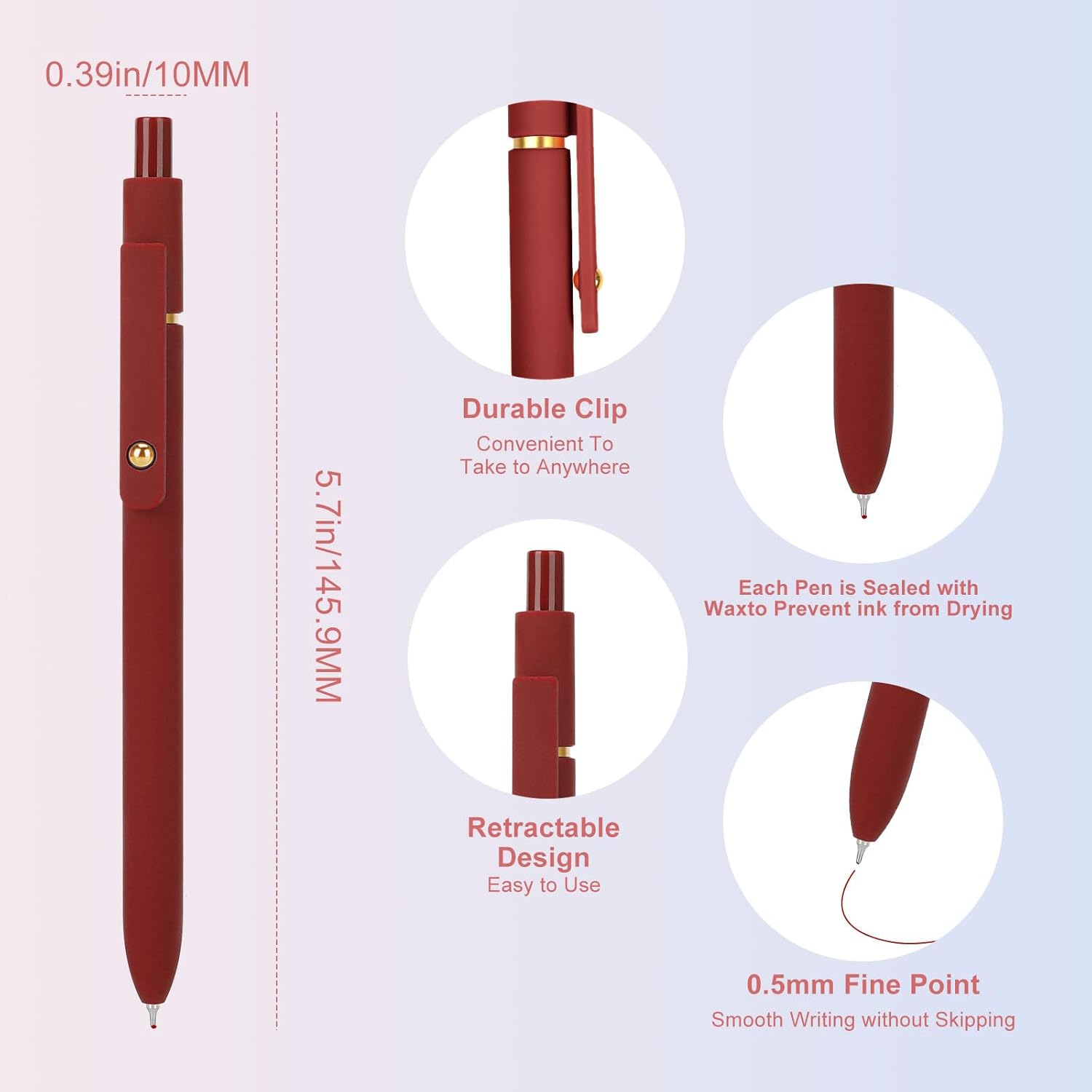 Gel Pens, 0.5mm, Assorted Colours, 6 Pieces — view 2