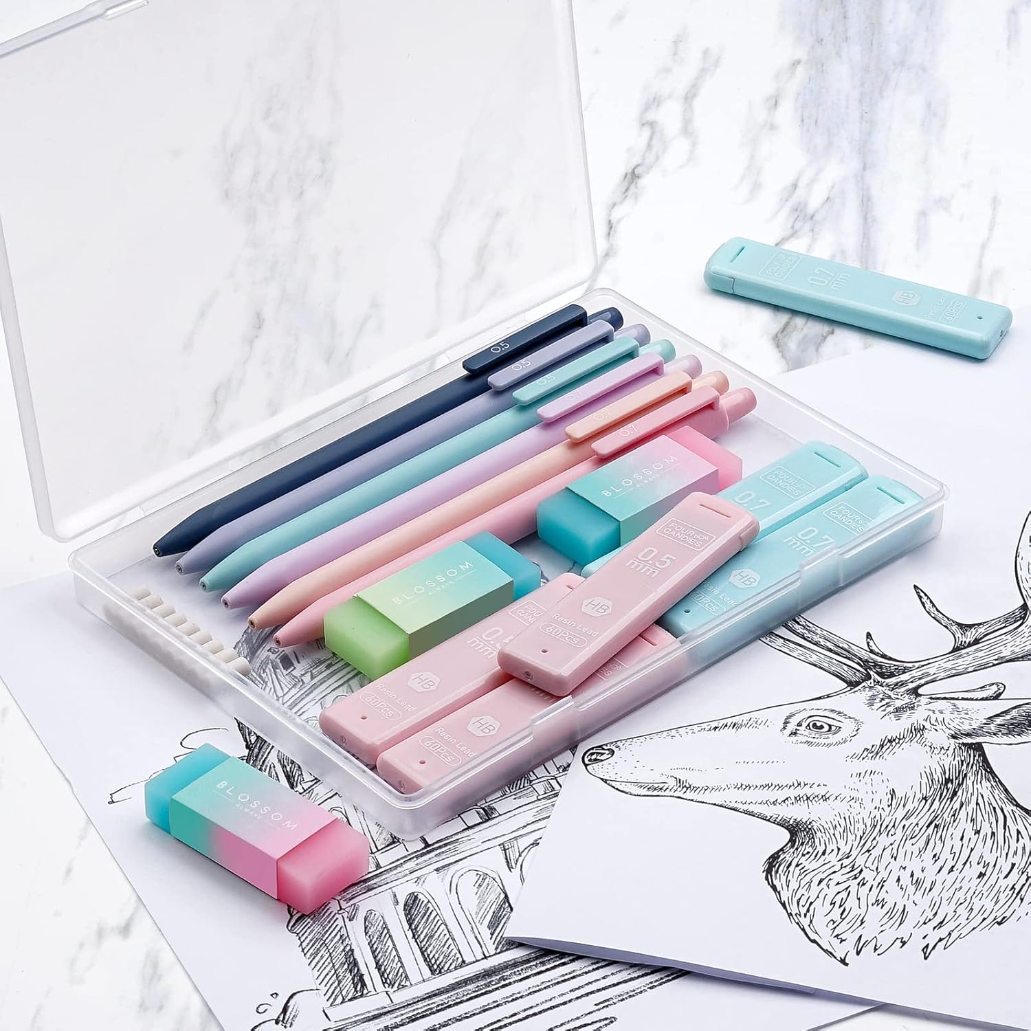 Mechanical Pencils with Lead Refills and Erasers, 6 Pieces — view 2