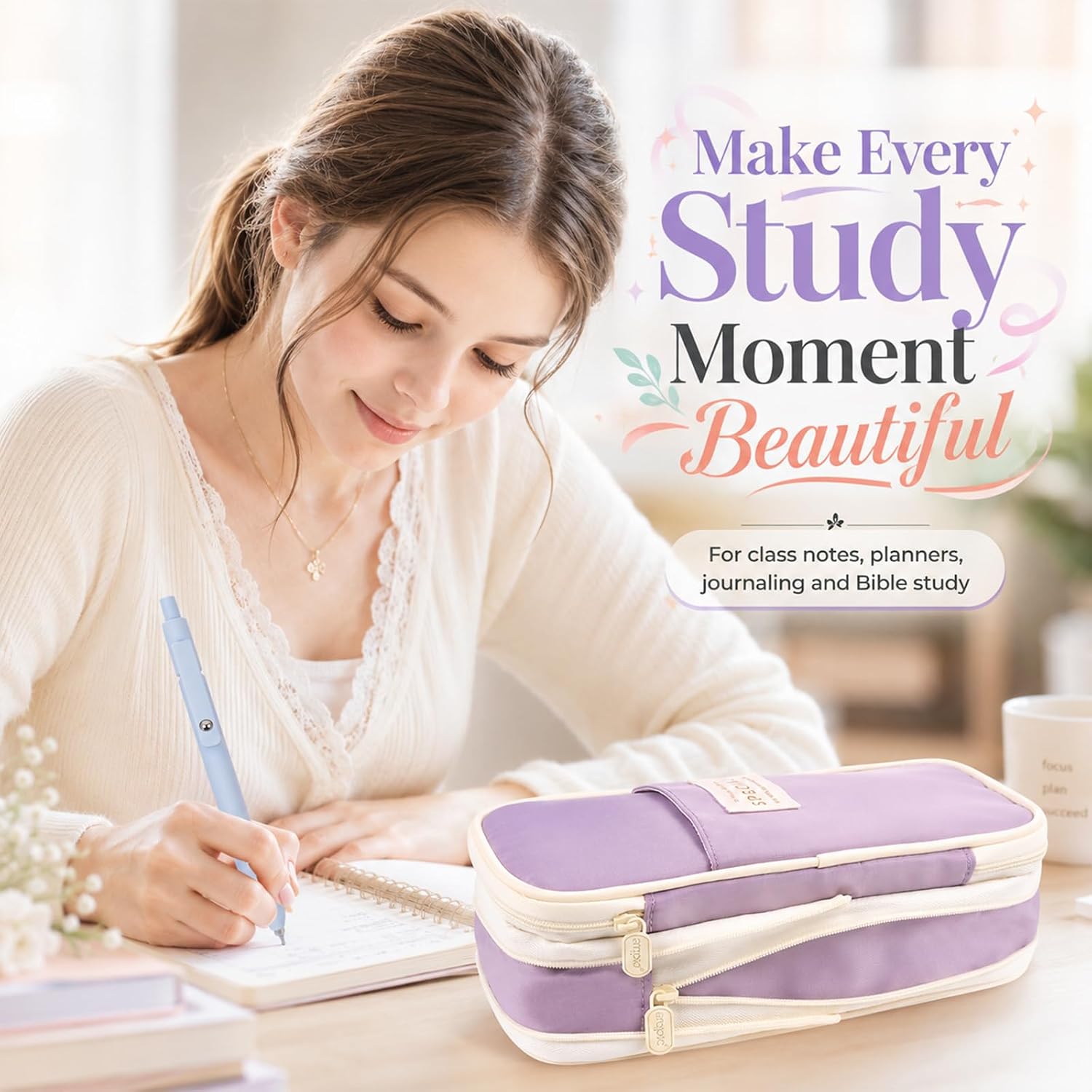 Pastel Stationery Set with Highlighters, Gel Pens, Notes and Pouch — view 2