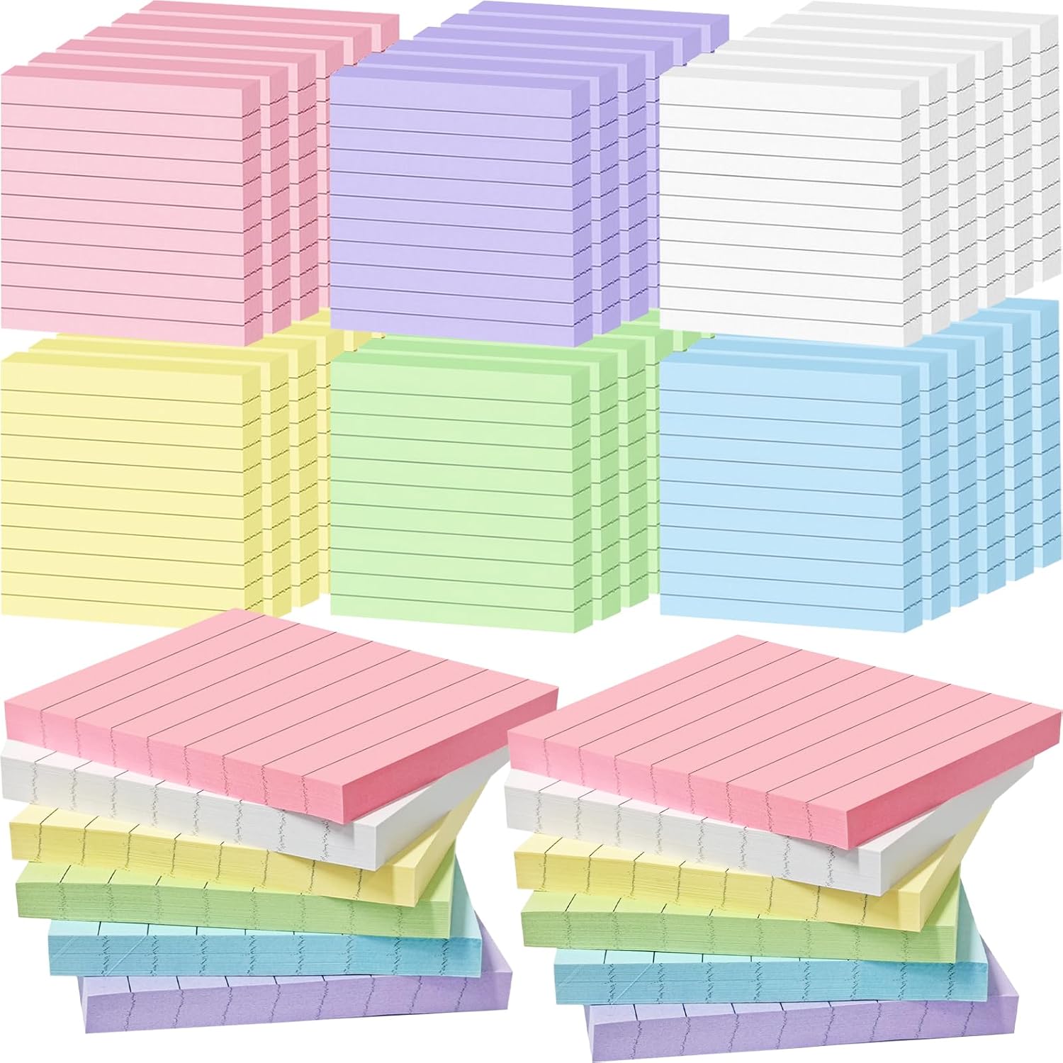 Ruled Sticky Note Pads, 3 x 3 Inch, 80 Sheets Each, 48 Pads